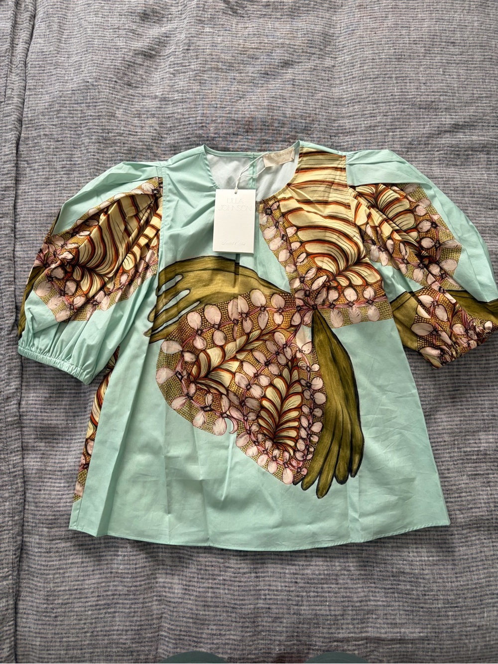 Brand NWT Ulla Johnson Ravena Puff Sleeve Top size 2 in Water Blossoms print - Picture 8 of 10